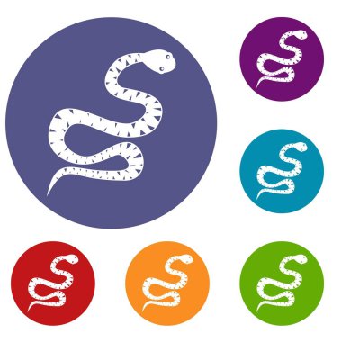 Kara yılan Icons set kıvranma