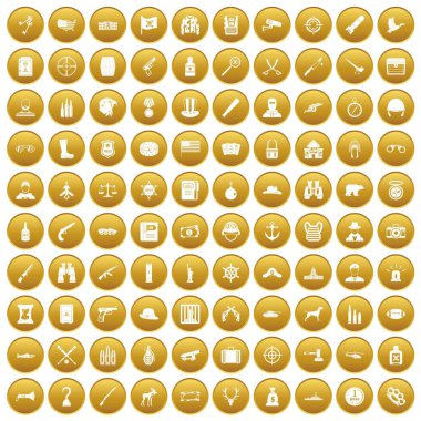 Altın 100 mermi Icons set