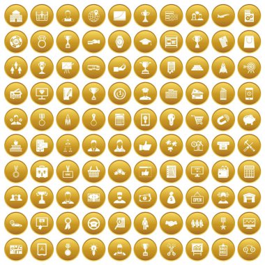 Altın 100 iş kariyer Icons set
