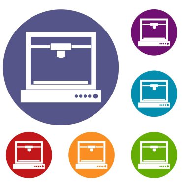 3D yazıcı modeli Icons set