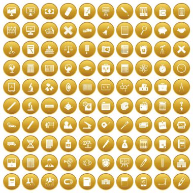 Altın 100 hesap makinesi Icons set