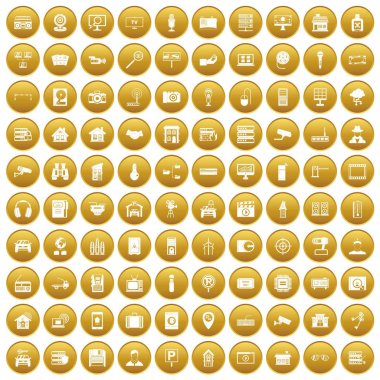 Altın 100 kamera Icons set