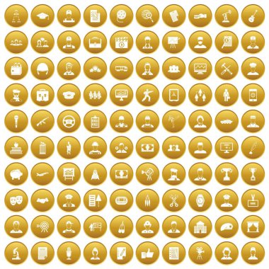 Altın 100 kariyer Icons set