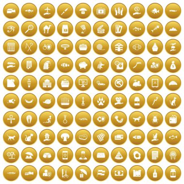 Altın 100 kedi Icons set