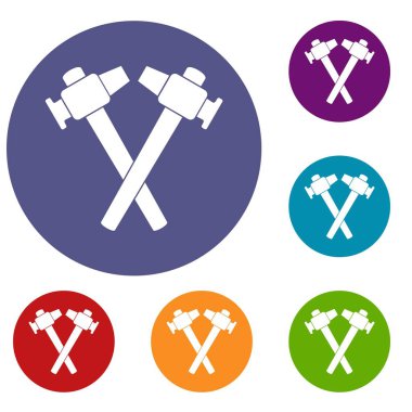 Çapraz demirci çekiç Icons set