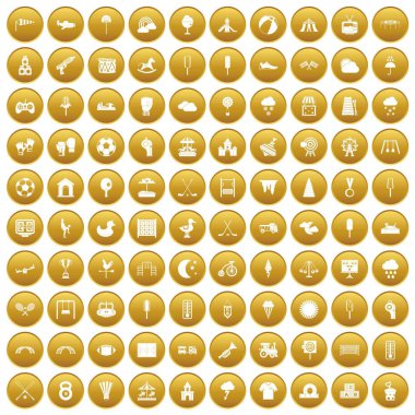 Altın 100 Çocuk Bahçesi Icons set