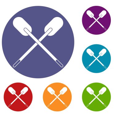 İki ahşap çapraz kürek Icons set