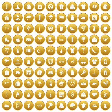 Altın 100 giyim Icons set