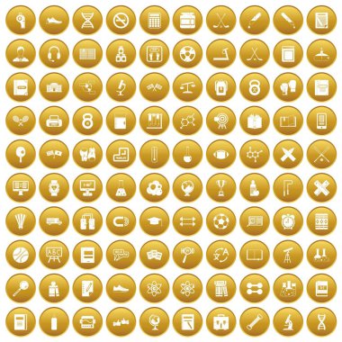 Altın 100 üniversite Icons set