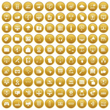 Altın set 100 bilgisayar simgeleri