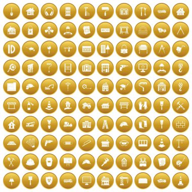 Altın 100 inşaat Icons set