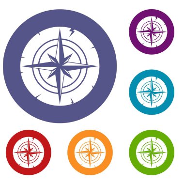 Antik pusula Icons set