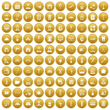 Altın 100 zanaat Icons set