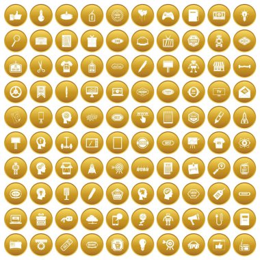 Altın 100 yaratıcı pazarlama Icons set