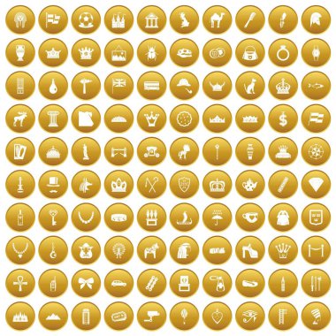 Altın 100 taç Icons set