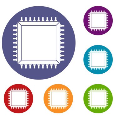 bilgisayar mikroçip Icons set