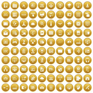 Altın 100 veritabanı ve bulut Icons set