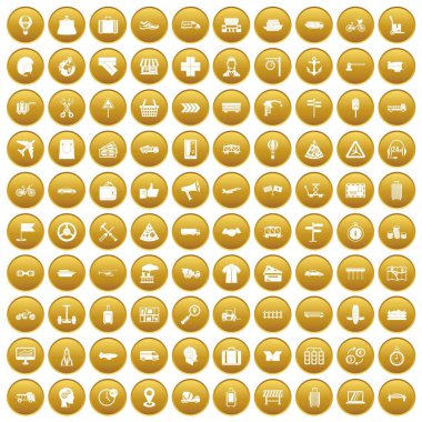 Altın 100 teslim Icons set