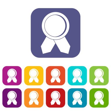 Daire rozet wih şeritler Icons set