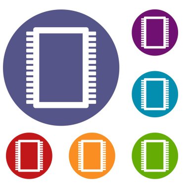 Bilgisayar elektronik devre kartı Icons set