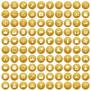 Altın 100 dijital pazarlama Icons set