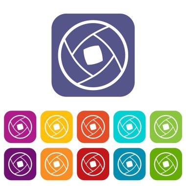 Yarı kapalı objektif Icons set