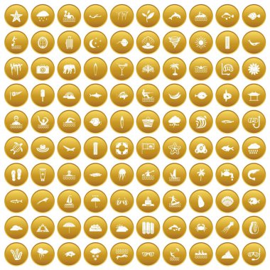 Altın 100 dalış Icons set