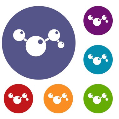 Kimyasal ve fiziksel molekülleri Icons set