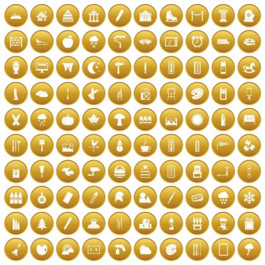 Altın 100 çizim Icons set