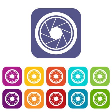 Fotoğrafik objektif Icons set
