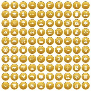 Altın 100 dünya Icons set