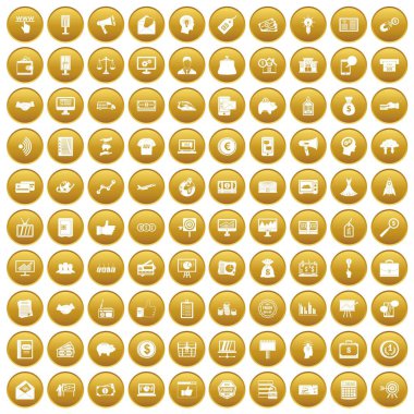 Altın 100 e-ticaret Icons set