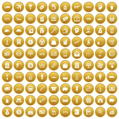 Altın 100 ekonomi Icons set