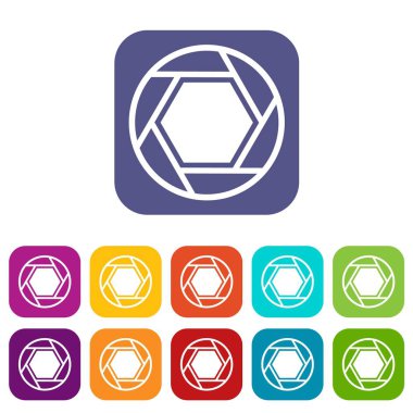 Yakın objektif Icons set