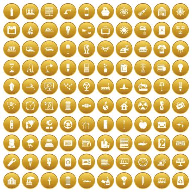 Altın 100 elektrik Icons set