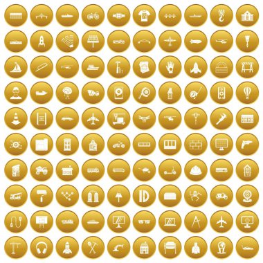 Altın 100 mühendislik Icons set