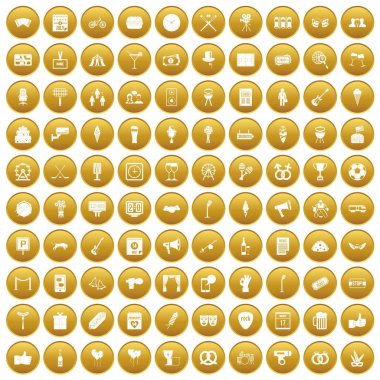 Altın 100 olayları Icons set