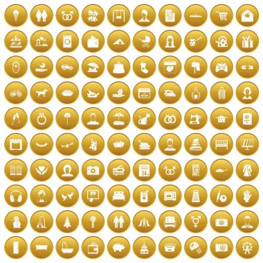 Altın 100 aile Icons set