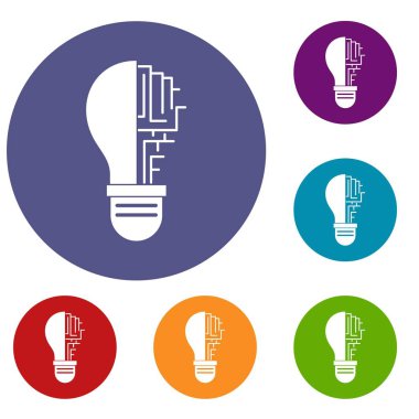 Devre kartı ampul Icons set içinde