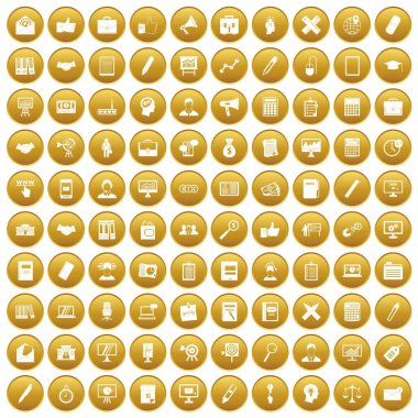 Altın 100 finans Icons set