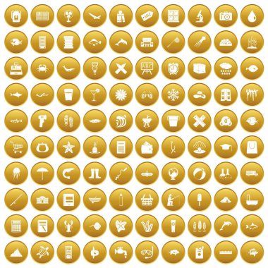 Altın 100 balık Icons set