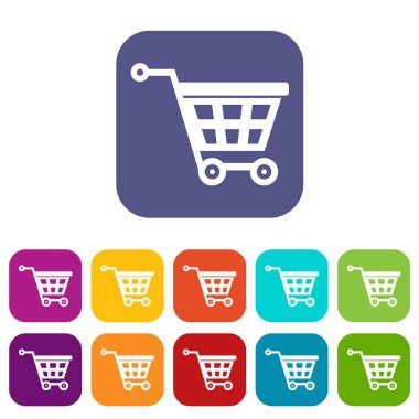 Sepet üzerinde tekerlekler Icons set