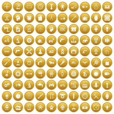 100 simgeler kümesi altın dişli