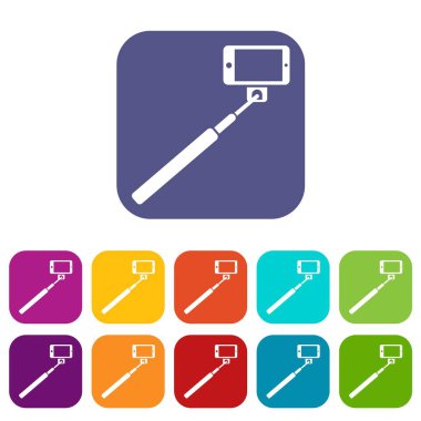 Selfie sopa ve smartphone Icons set