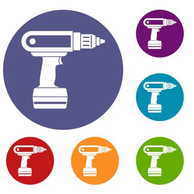 Elektrikli tornavida matkap Icons set