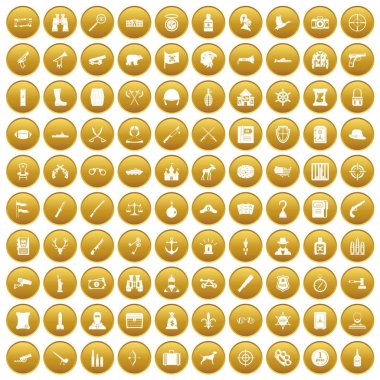Altın 100 silah Icons set