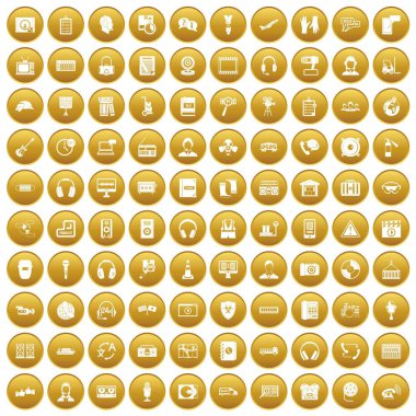 Altın 100 kulaklık Icons set