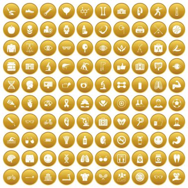 Altın 100 sağlık Icons set