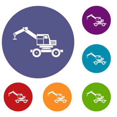 Vinç kamyon Icons set