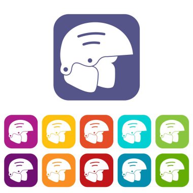 Snowboard kask Icons set